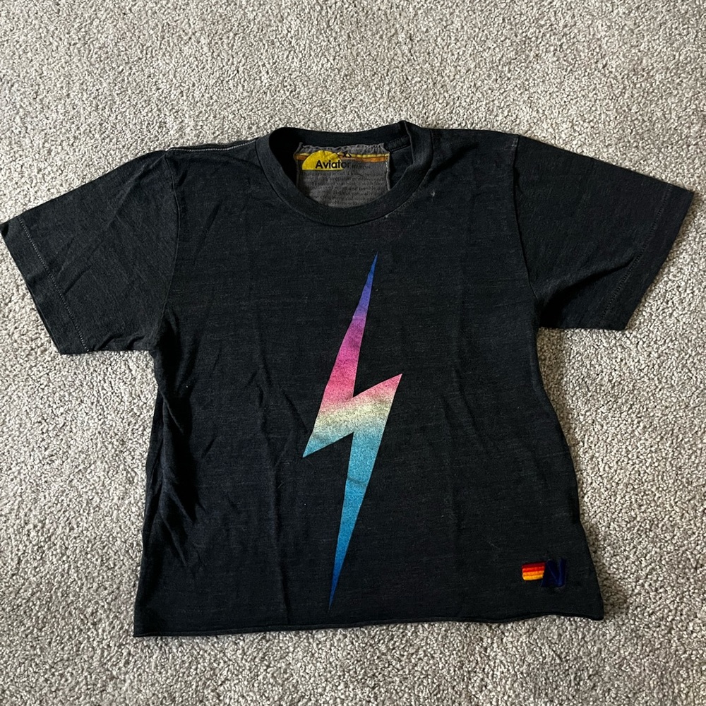 Aviator Nation rainbow bolt t